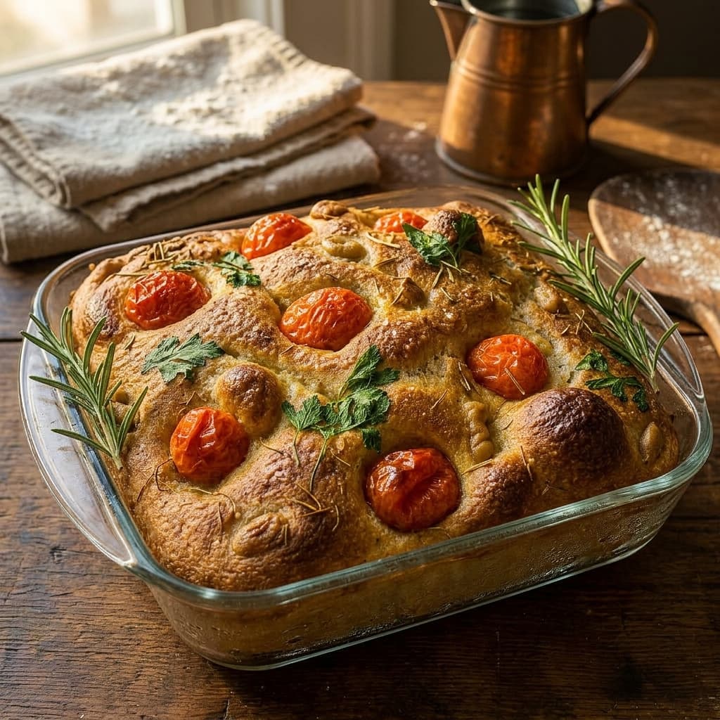 Zeytinyağlı Çeri Domatesli Focaccia
