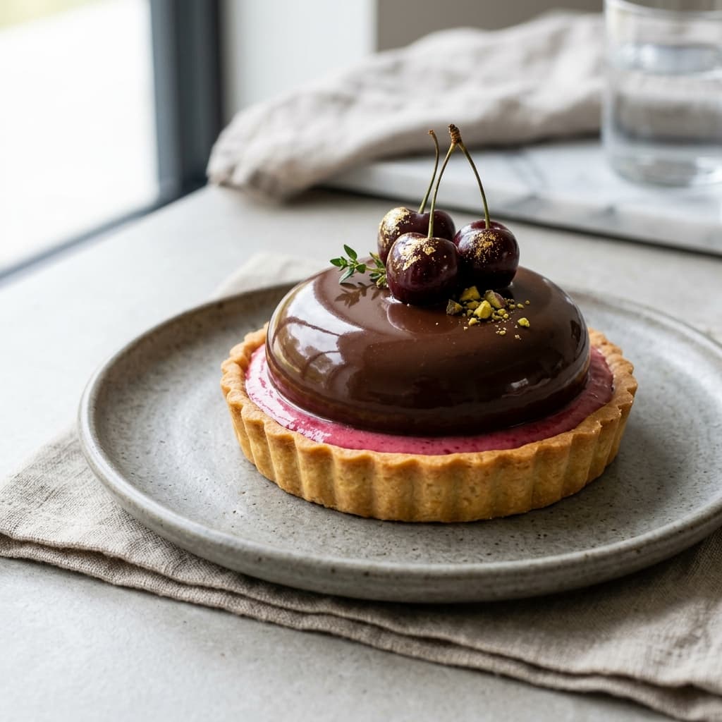 Vişneli Çikolatalı Mousse Tart